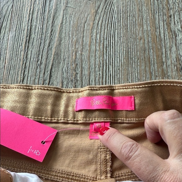 🌴 Lilly Pulitzer GOLD Eagan High Rise Super Sparkly Gold Metallic Pants NWT 16 - Picture 8 of 14